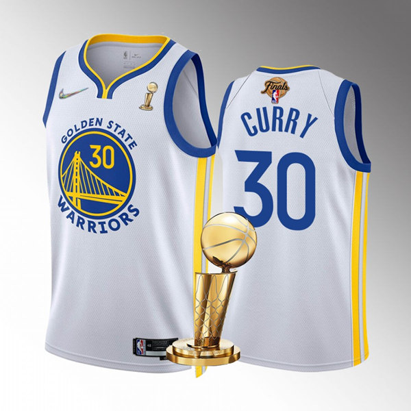 Men's Golden State Warriors #30 Stephen Curry 2022 White NBA Finals Champions Stitched Jersey Men's Golden State Warriors #30 Stephen Curry 2022 White NBA Finals Champions Stitched Jersey